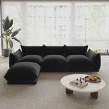 104英寸现代雪尼尔豪华实木组合三人沙发组合（黑色）