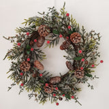 18" Artificial Christmas Wreath for Front Door New Year Winter Decor - Green＆Red