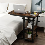 C Table, Mobile End Table Height Adjustable Bedside Table Color: Retro Brown