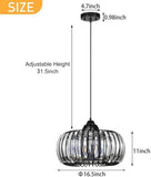 1-Light Oblate Black Pumpkin Cylinder Crystal Chandelier, Ceiling Light, Pendant Light