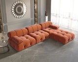 104inch Wide Velvet Reversible Modular Sofa & Chaise (orange)