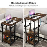 C Table, Mobile End Table Height Adjustable Bedside Table Color: Retro Brown