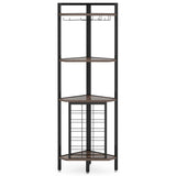 Wine Rack, 4 Tier Corner Shelf with Glass Holder