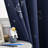 84" L X 52" W Navy Blue Blackout Curtains 2 Panel Space Theme