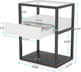 Nightstand, Modern Side End Table with Drawer and Shelf