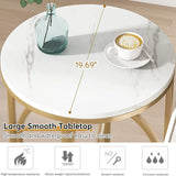 茶几，现代圆形沙发边桌，配有人造大理石桌面