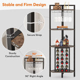 Wine Rack, 4 Tier Corner Shelf with Glass Holder