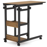 移动 C 桌，高度可调边桌，带储物架颜色：橡木