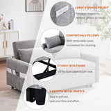 55.1" Pull Out Loveseats Sofa with Adjustable Backrest, Storage Pockets, 2 Soft Pillows, USB Ports e (Grey)