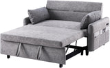 55.1" Pull Out Loveseats Sofa with Adjustable Backrest, Storage Pockets, 2 Soft Pillows, USB Ports e (Grey)