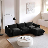 104"Modern Chenille Luxury Solid Wood Sectionals 3-Seater Sofa Sectional (Black)
