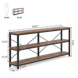 70.9" Console Table, 3-Tier Sofa Table with Metal Frame