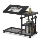C Table, Mobile Snack Side Table with Tiltable Drawing Board