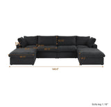 6pc Cloud Modular Sectional With 2 Storage Ottomans in Black