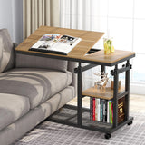 Height Adjustable C Table, Mobile Side Table with Tiltable Drawing Board