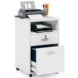 2-Drawer File Cabinet Mobile Printer Stand with Lock