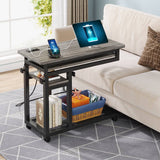 Mobile C Table, Portable Desk Side Table with Power Outlet
