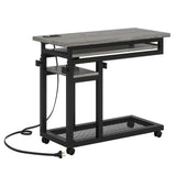 Mobile C Table, Portable Desk Side Table with Power Outlet