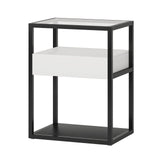 Modern Nightstand, Side End Table with Drawer and Shelf