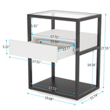 Modern Nightstand, Side End Table with Drawer and Shelf