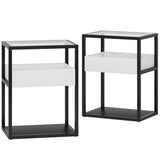 Modern Nightstand, Side End Table with Drawer and Shelf