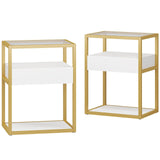 Modern Nightstand Side End Table with Drawer and Shelf (set of 2)