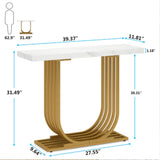 39" Console Table, Faux Marble Entryway Sofa Table with U-Shaped Base