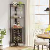 4-Tier Corner Wine Rack with Glass Holder & Storage Shelves