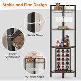 4-Tier Corner Wine Rack with Glass Holder & Storage Shelves