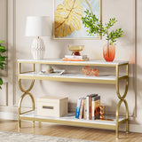3-Tier Console Table, 55" Sofa Table with Storage Shelves