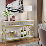 3-Tier Console Table, 55" Sofa Table with Storage Shelves