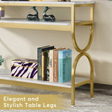 3-Tier Console Table, 55" Sofa Table with Storage Shelves