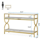 3-Tier Console Table, 55" Sofa Table with Storage Shelves