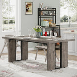 Rectangular Dining Table, 71" Farmhouse Breakfast Table for 6 to 8 People