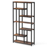 79" Tall Bookshelf, 7-Tier Bookcase Open Display Shelves