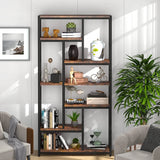 79" Tall Bookshelf, 7-Tier Bookcase Open Display Shelves