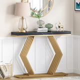42" Console Table, Narrow Sofa Foyer Table with Metal Base