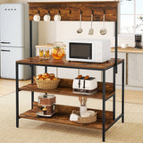 3 Tiers Kitchen Island Kitchen Storage Shelf with 14 Hooks