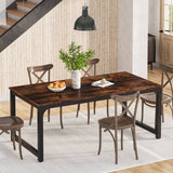 Dining Table for 6-8 Person, Industrial Kitchen Table with Metal Frame