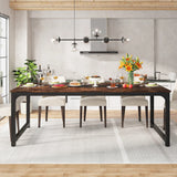 Dining Table for 6-8 Person, Industrial Kitchen Table with Metal Frame