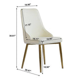 Set of 2 Modern Pu Leather Upholstered Dining Chair with Metal Legs, Beige