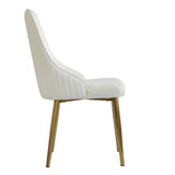 Set of 2 Modern Pu Leather Upholstered Dining Chair with Metal Legs, Beige