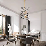 Transitional 8-Light Gold Matte Black Metal Chandelier Fixture