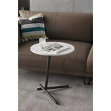 Round Sintered Stone Side Table with Metal Legs