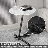 Round Sintered Stone Side Table with Metal Legs