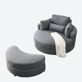 Swivel Barrel Accent Chair With Storage Ottoman (Dark Grey)