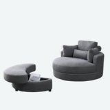 Swivel Barrel Accent Chair With Storage Ottoman (Dark Grey)