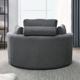 Swivel Barrel Accent Chair With Storage Ottoman (Dark Grey)