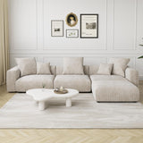 Modern Sectional Corduroy Modular Couch with Chaise Ottoman with Removable Covers