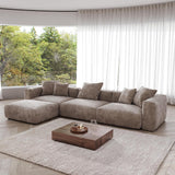 Modern Sectional Corduroy Modular Couch with Chaise Ottoman with Removable Covers